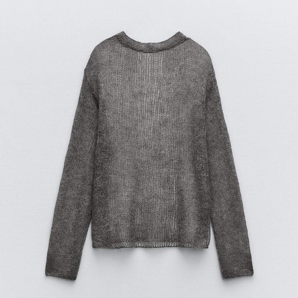 ZARA charcoal wide-knit long sleeve sweater SZ small 
Worn Once